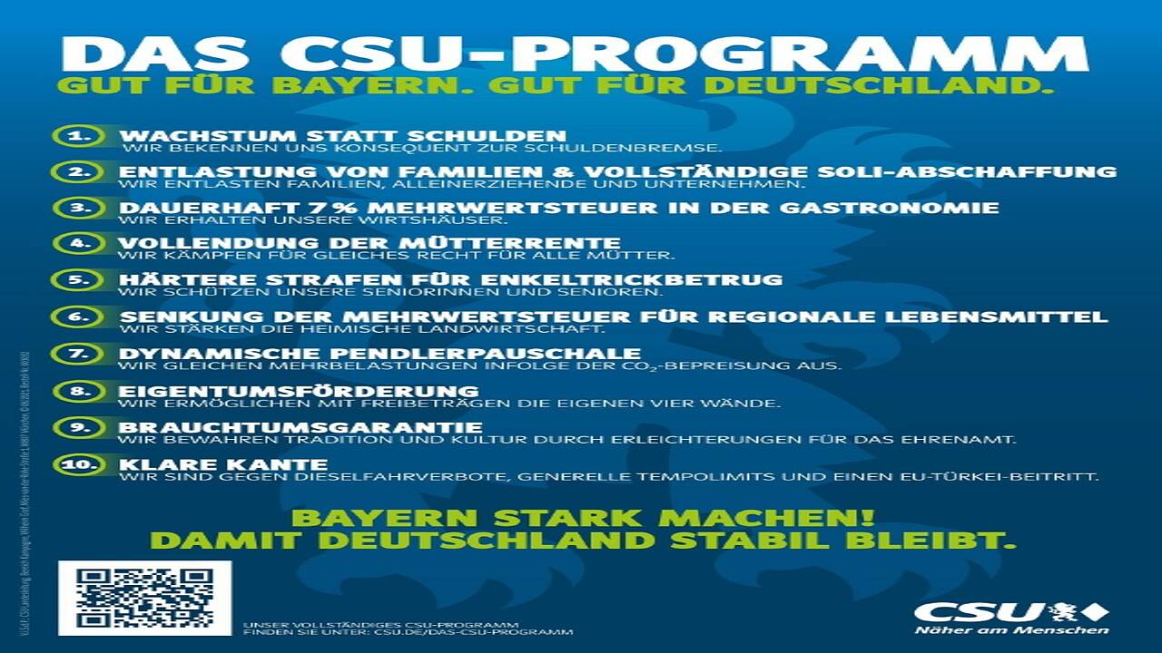 10 Punkte Wahlprogramm CSU